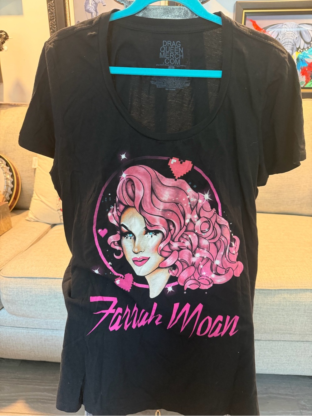 Farrah Moan Black Tee with Pink Graphic